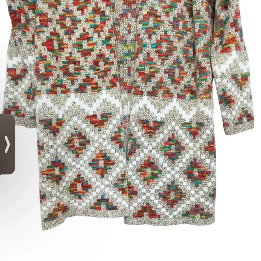 Debut Cardigan Sweater Boho Print Open Front Cabincore - Picture 3 of 9